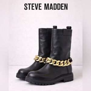 Steve Madden  Devotion Black Leather Mid Calf Boot size 11M